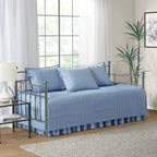 Comfort Spaces Daybed Cover- Luxe Double Sided -Quilting, All Season Cozy Bedding with Bedskirt, Matching Shams, 75'x39' Blue 5 