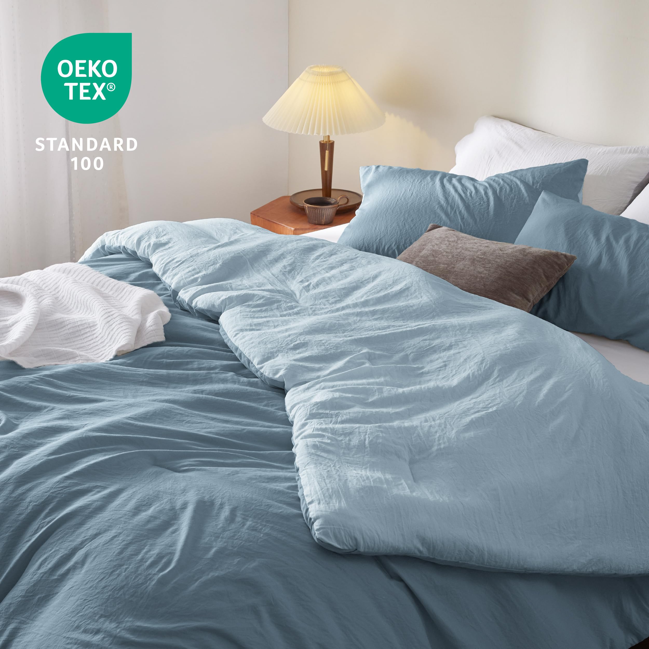 Bedsure Full Size Comforter Sets, Reversible Blue Soft Prewashed Bed Comforter For All Seasons, 3 Pieces Warm Bedding Sets, 1 Lightweight Comforter (82'X86') And 2 Pillowcases (20'X26')