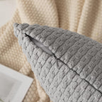 Kevin Textile 2 Packs Light Grey Decorative Throw Pillow Covers 26X26 Inch For Living Room Couch Bed Sofa Rustic Farmhouse Boho Home Decor Soft Striped Corduroy Square Cushion Case 66X66 Cm