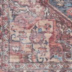 HomeRoots 522579 8 x 10 ft. Red Floral Power Loom Distressed Washable Rectangle Traditional Area Rug