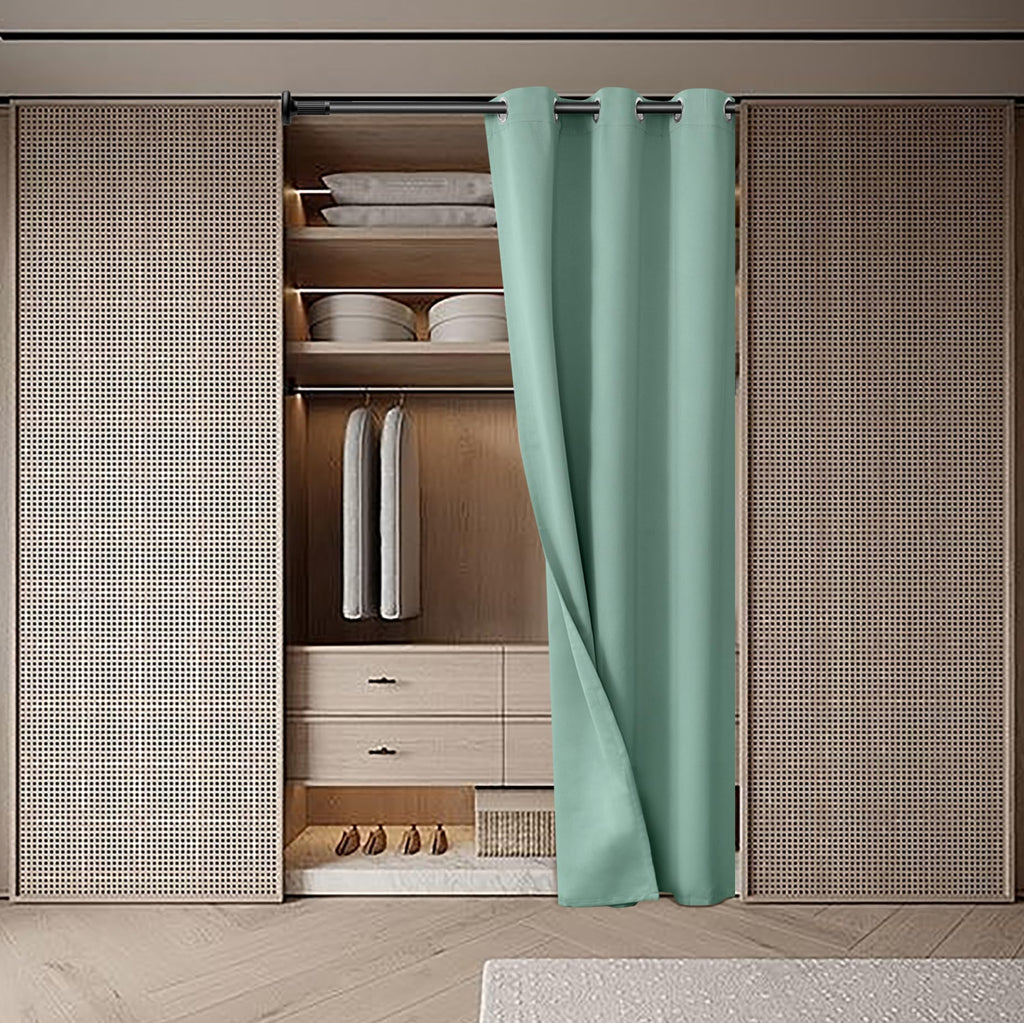 Bgment Frosty Green Door Curtain 80 Inch Length For Doorway, Bedroom Closet Curtain, Privacy Thermal Insulated Blackout Grommet Room Divider For Room Separation, 1 Panel, 42 Inch Wide