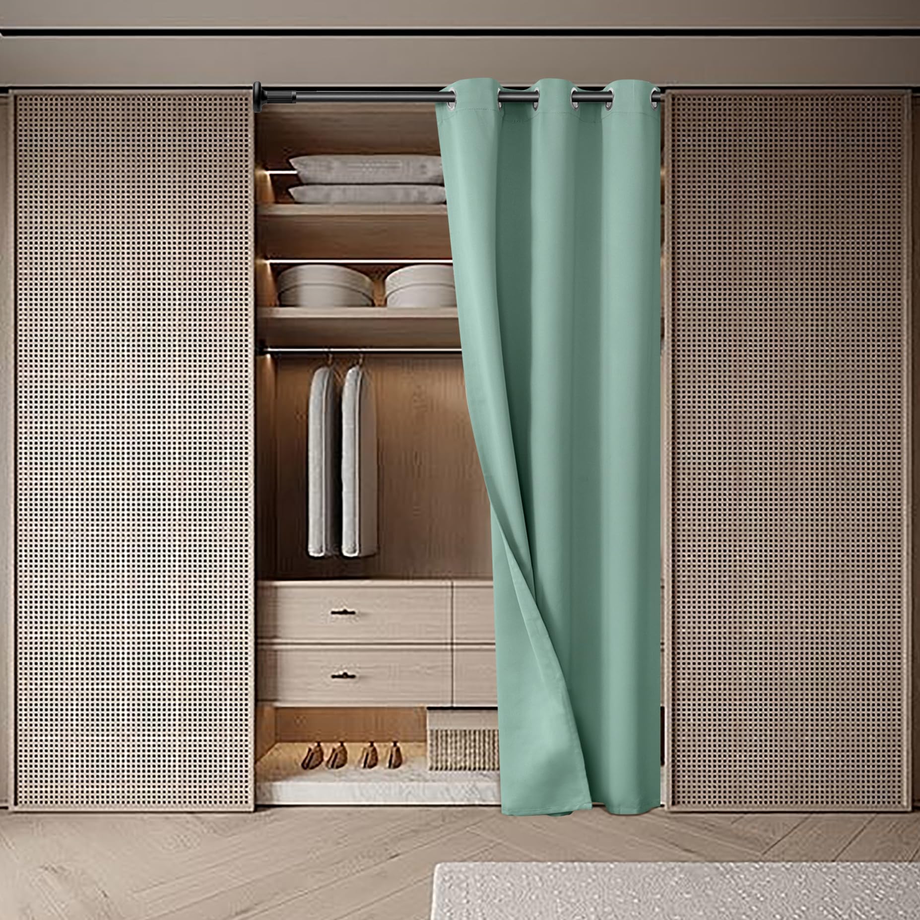 Bgment Frosty Green Door Curtain 80 Inch Length For Doorway, Bedroom Closet Curtain, Privacy Thermal Insulated Blackout Grommet Room Divider For Room Separation, 1 Panel, 42 Inch Wide