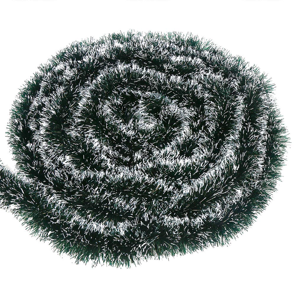 CCINEE 33FT Christmas Garland,Artificial Greenery Garland with Snow for Mantle Stair Fireplace Xmas Decoration