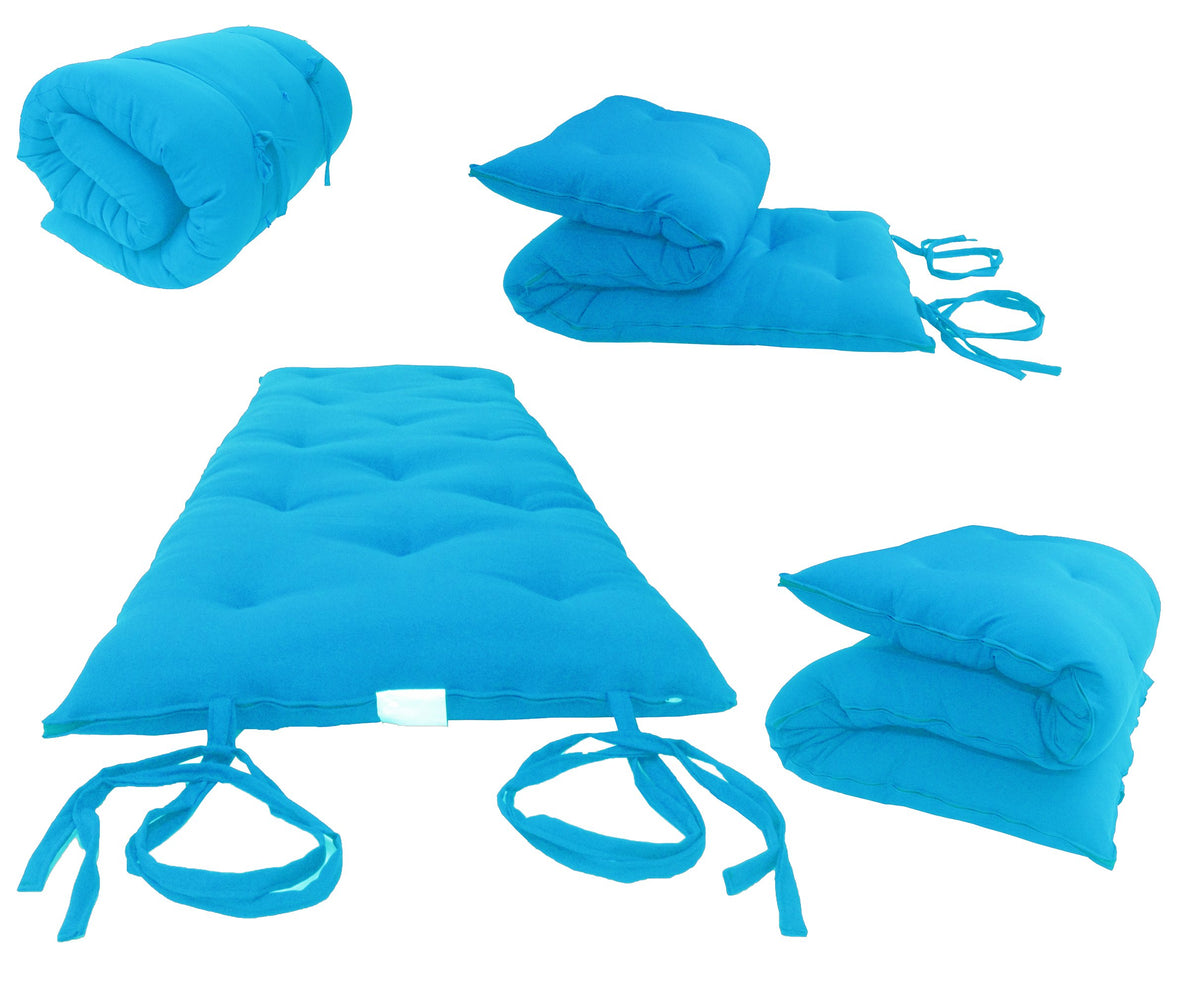 Full Size Turquoise Traditional Japanese Floor Futon Mattresses, Foldable Cushion Mats, Yoga, Meditaion 54' Wide X 80' Long