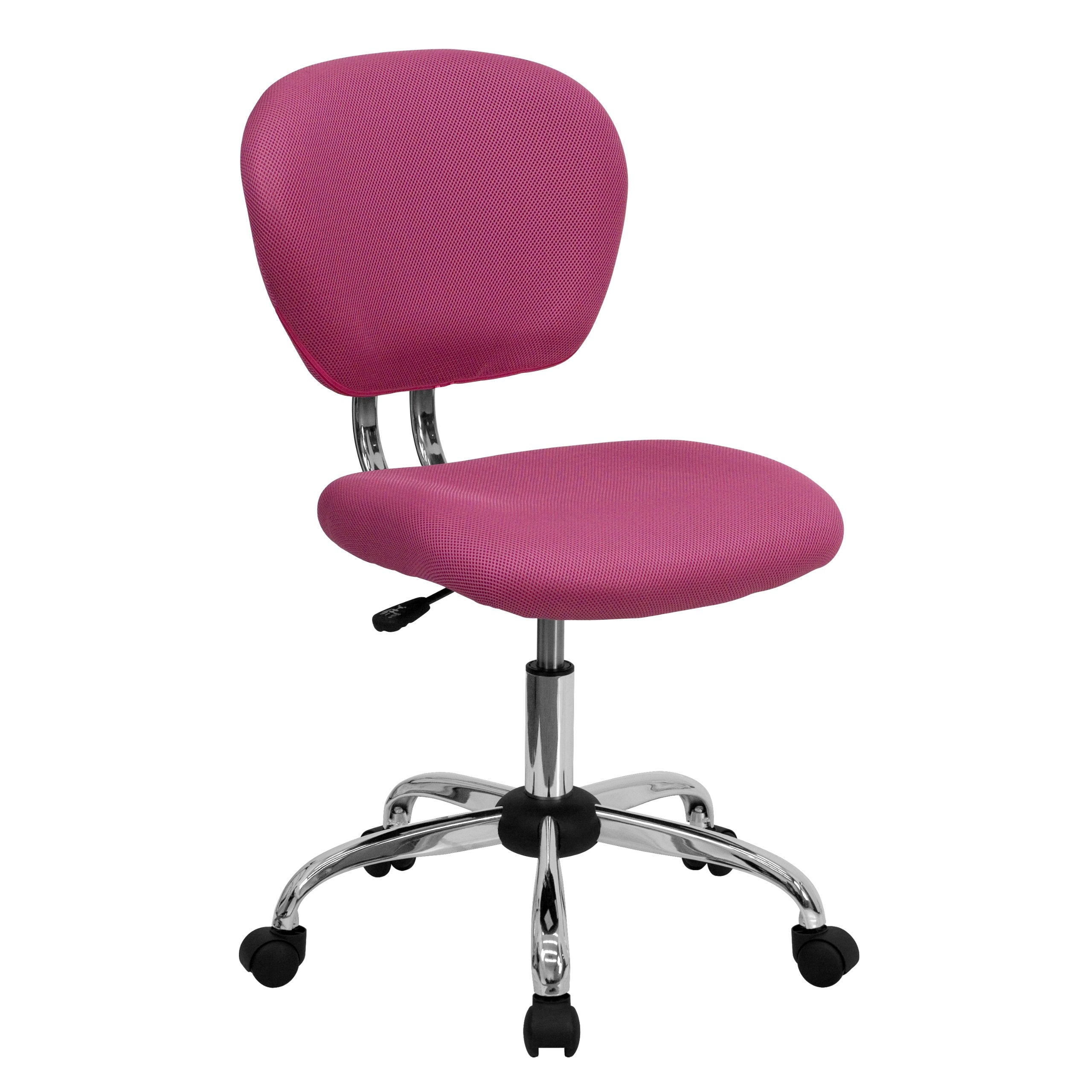 Flash Furniture Beverly Mid-Back Pink Mesh Padded Swivel Task Office Chair with Chrome Base