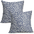 Navy Blue White Leopard Print Pillow Covers 20X20 Inch Set Of 2 Cheetah Animal Spots Decorative Pillow Cases Preppy Chinoiserie