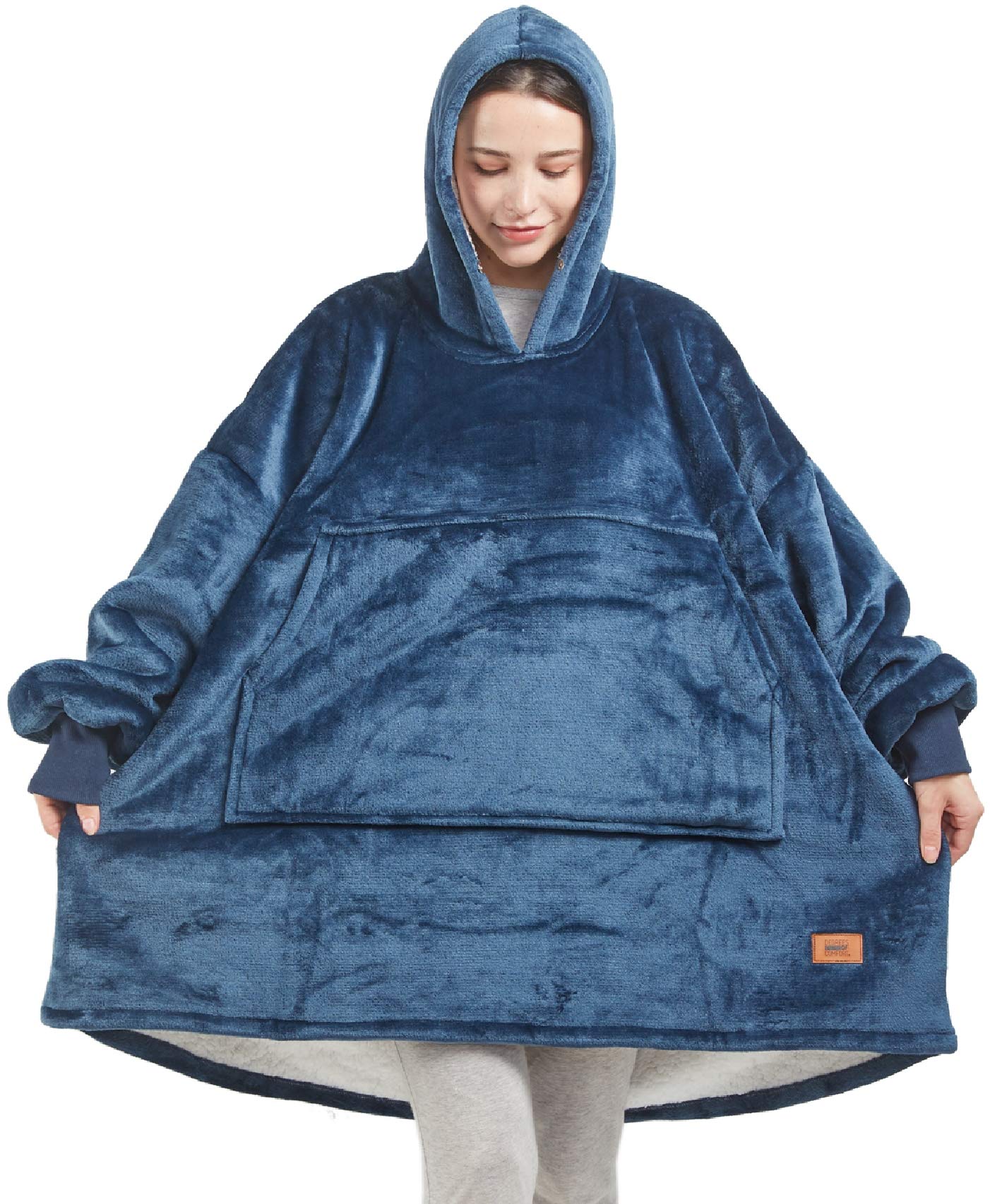 Degrees Of Comfort Original Sherpa Wearable Blanket Hoodie, Oversized Hooded Sweatshirt Blankets, One Big Size Fits All, 38X32 N