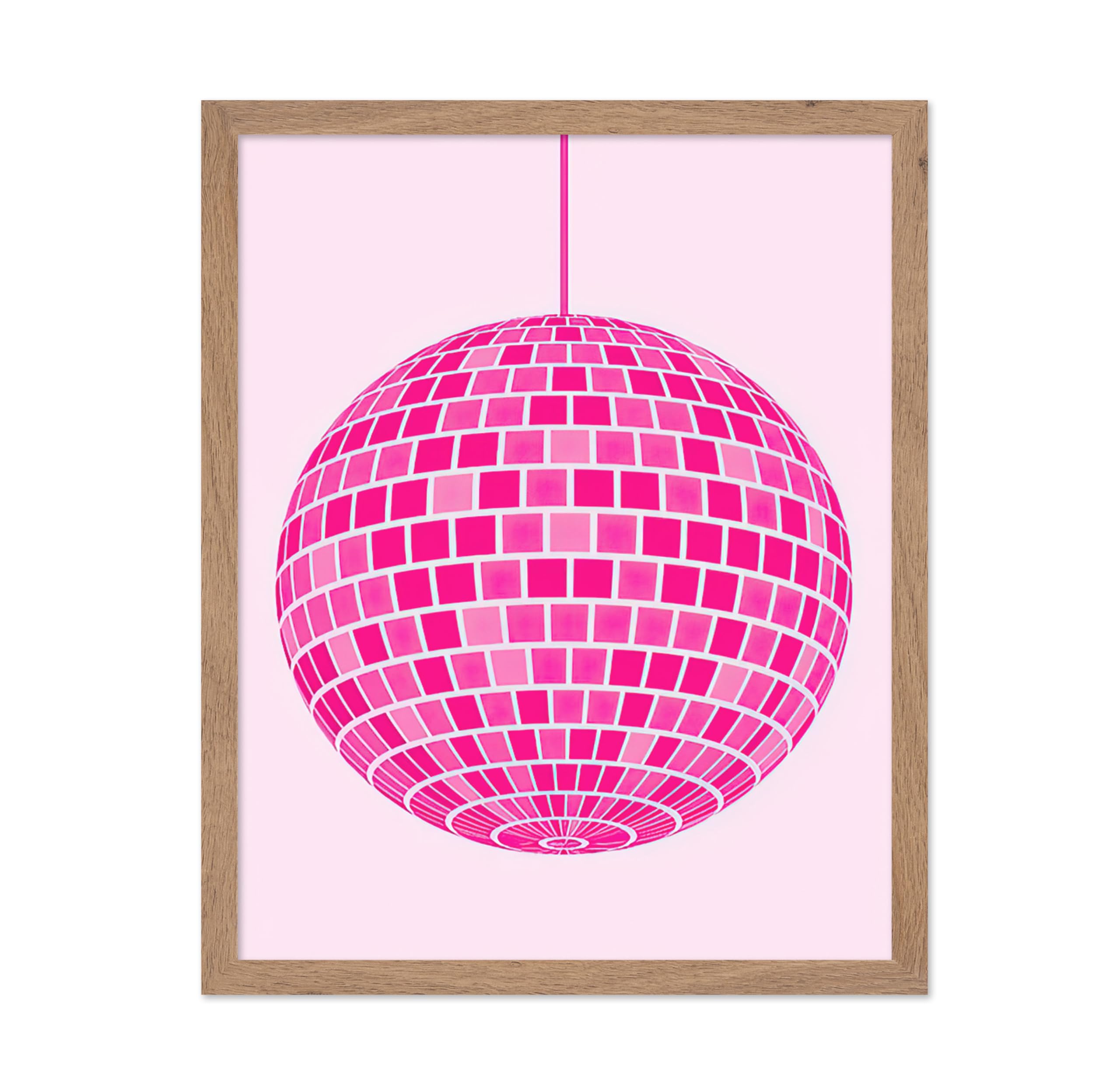 Poster Master Vintage Minimalist Poster - Retro Pop Art Print - Pink Disco Ball, Funky, Trendy, Aesthetic - Gift for Teenager, A
