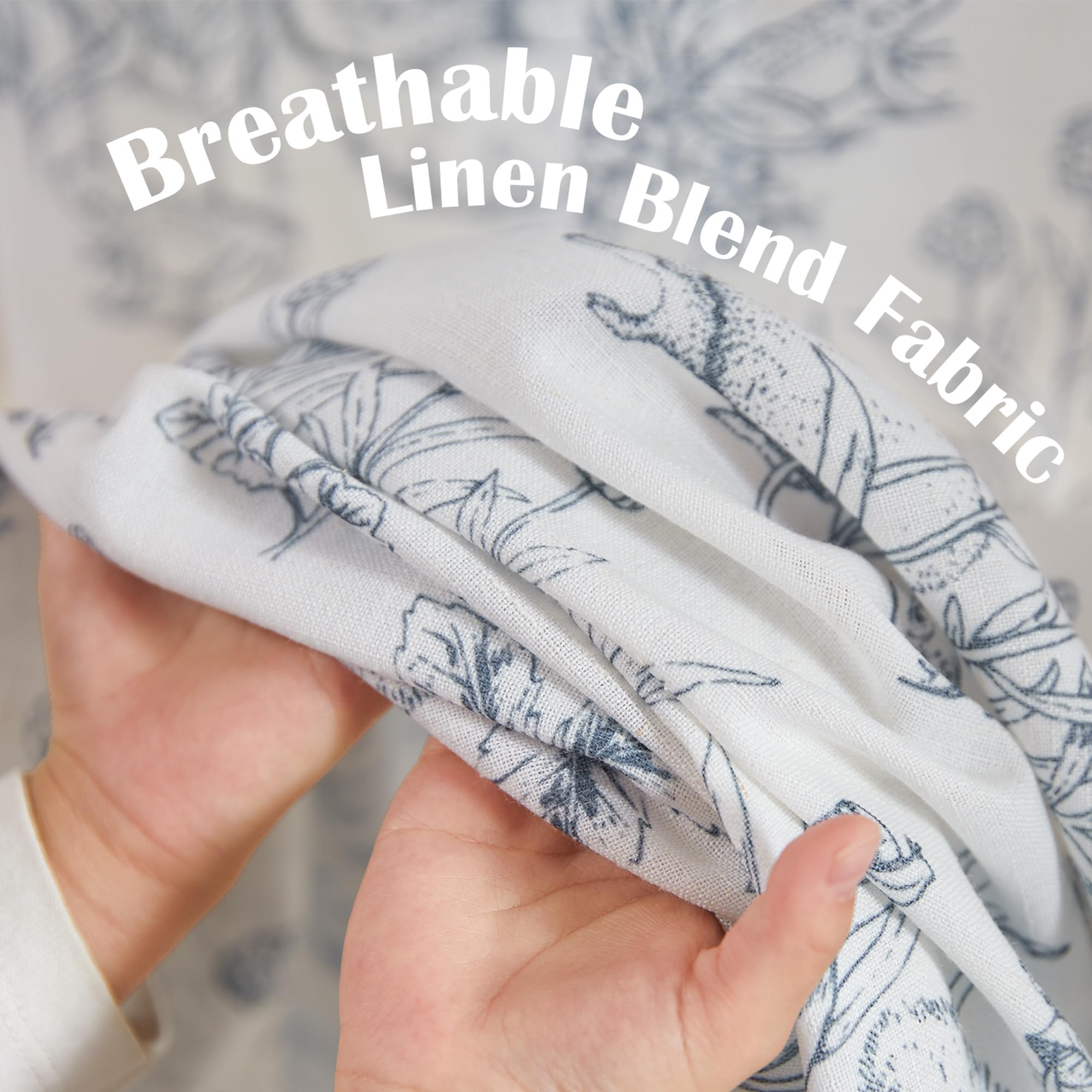 Jinchan Linen Curtains For Bedroom 63 Inch Length Farmhouse Easter Blue Curtains French Country Toile Curtains Animal Printed Dr