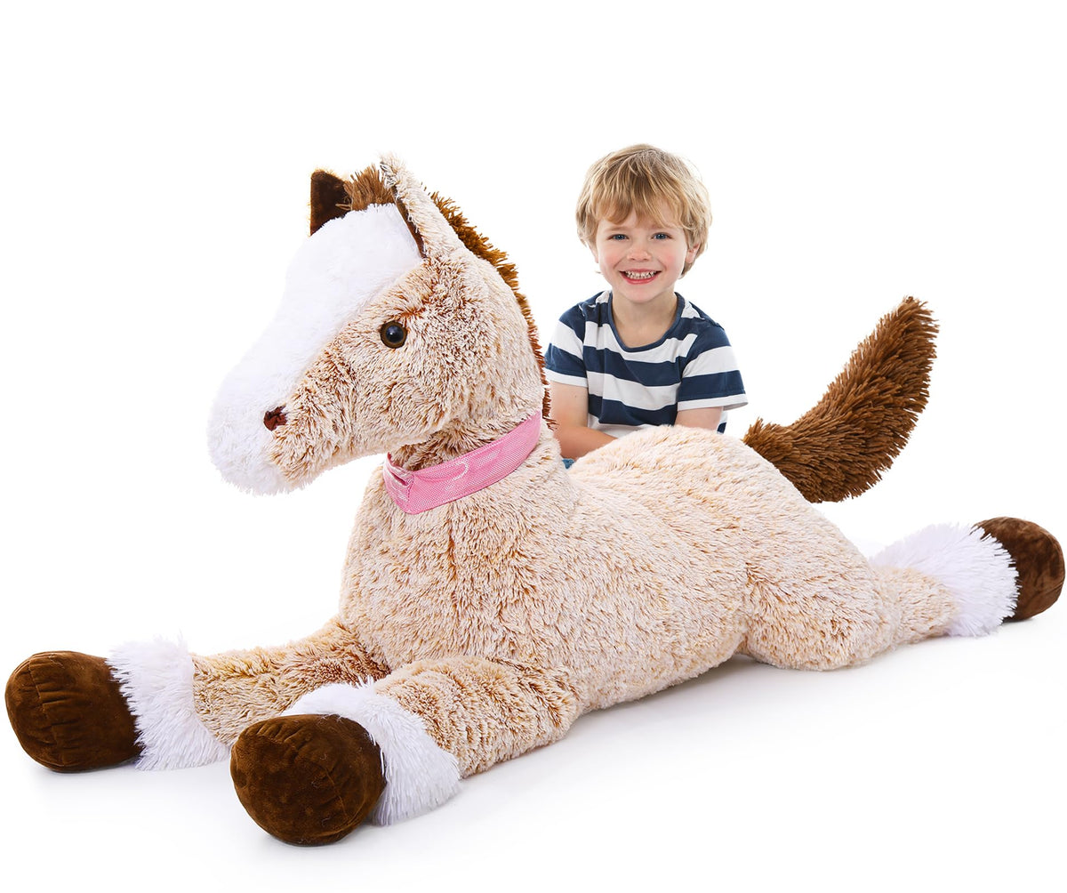 Maogolan Large Horse Plush Stuffed Animal, Big Horse Pillow Plush Toy, Ridable Huge Stuffed Pony, Giant Horse Plush Pillow For K