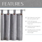 Elrene Home Fashions Tucker Ticking Stripe Tier Window Curtains For Kitchen Or Bathroom, 30' X 36', Set Of 2, Gray