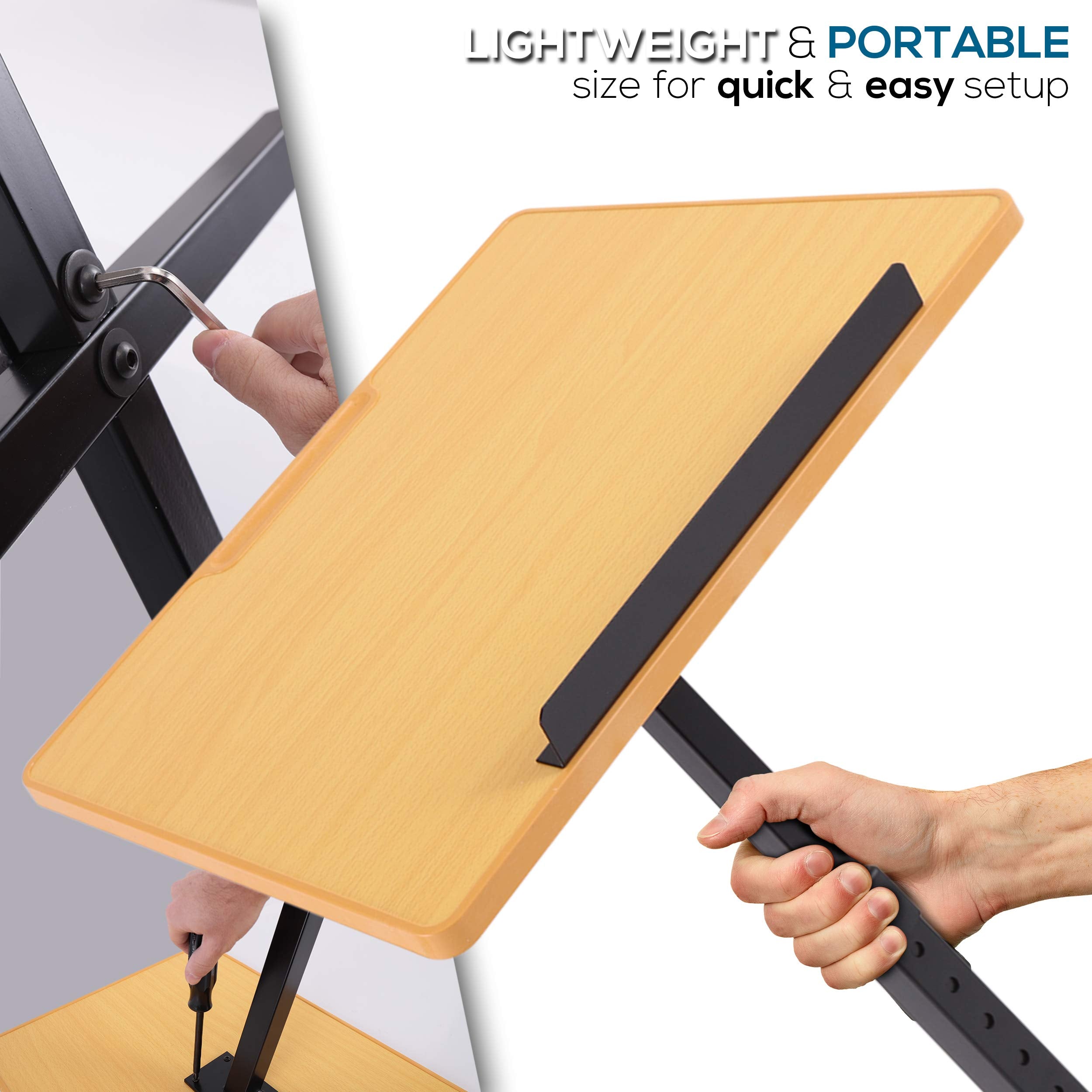 Portable Floor Lectern Podium Stand-Height Adjustable Steady Standing Design Teacher Speaker Lecture Classroom Presentation Stand, Laptop Computer Book Holder W/ Slanted Top Shelf-Pyle Plctnd44,Black