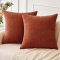 Miulee Fall Pack Of 2 Couch Throw Pillow Covers 18X18 Inch Soft Burnt Orange Chenille Pillow Covers For Sofa Living Room Solid D