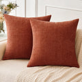 Miulee Fall Pack Of 2 Couch Throw Pillow Covers 20X20 Inch Soft Burnt Orange Chenille Pillow Covers For Sofa Living Room Solid D