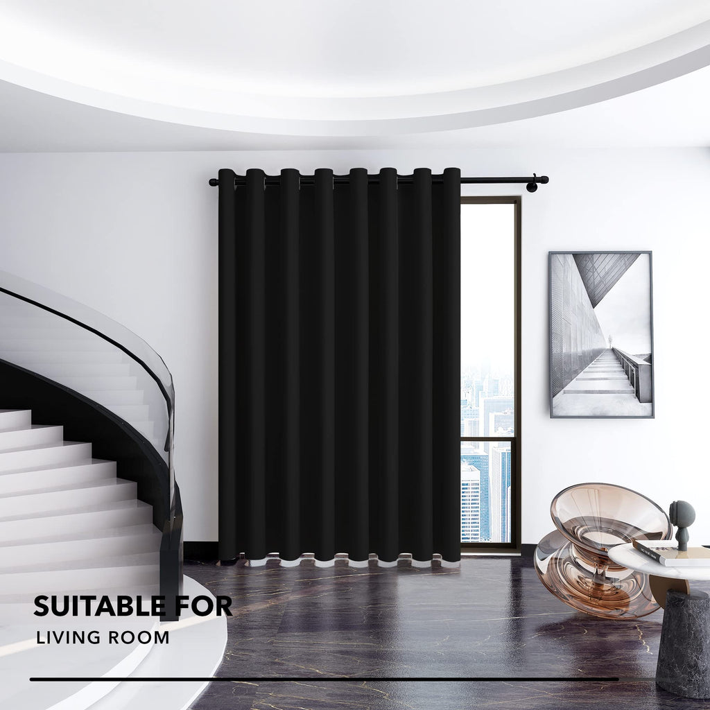 Deconovo Blackout Room Darkening Thermal Insulated Wide Panel Curtains For Bedroom 100 X 84 Inch Black 1 Panel