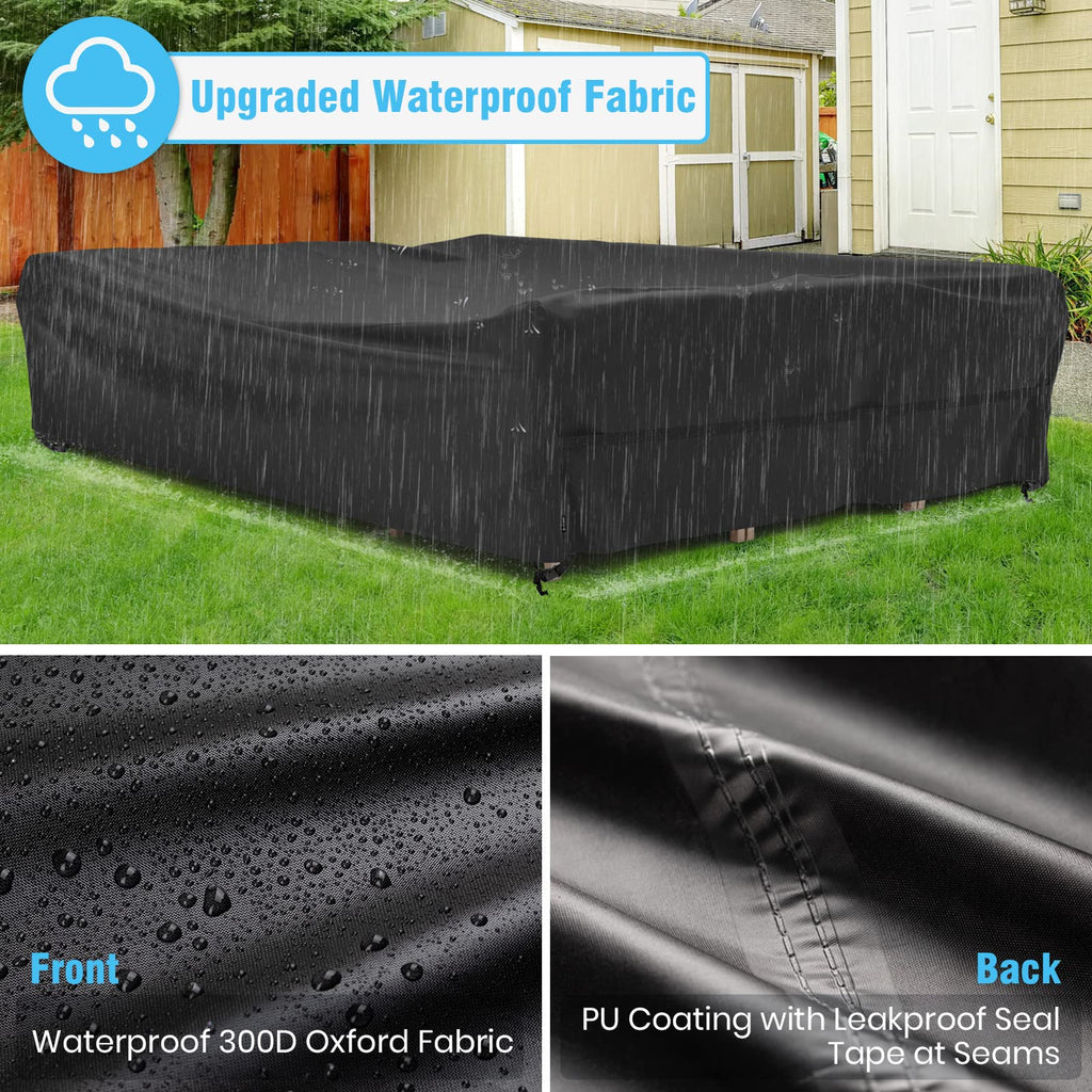 Velway Patio Furniture Cover Outdoor Waterproof Rectangular Patio Table Chair Sofa Set Cover, 128”Lx82”Wx28”H, All Weather Oxford Tear-Resistant Material With Zipper Carrying Bag Windproof Buckles