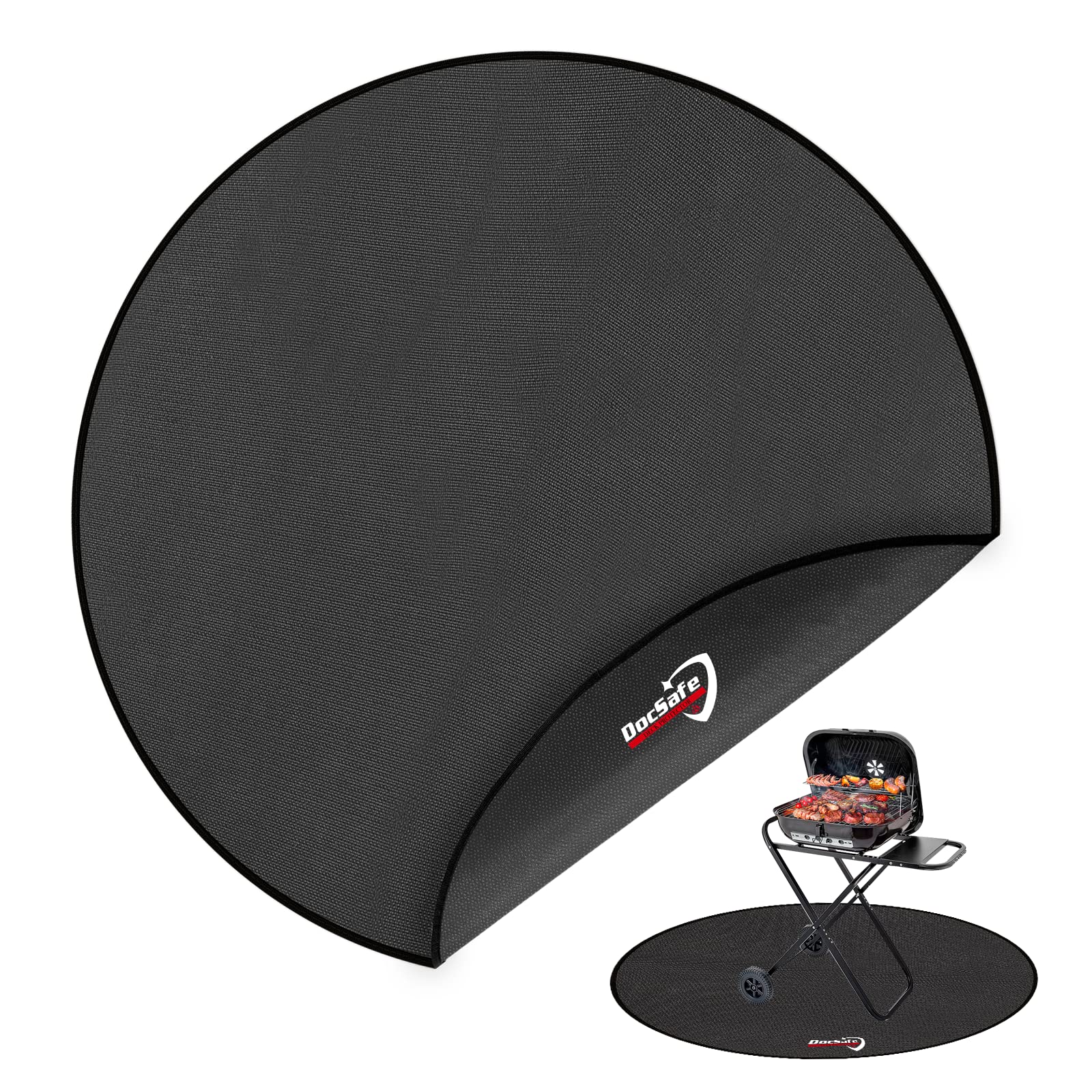 Under Grill Mat 42' Round Fire Pit Mat,Docsafe 4 Layers Fireproof Mat Grill Pads Protect For Deck,Patio,Outdoor Charcoal,Smoker