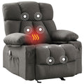 Massage Rocker Recliner Chair With Heat And Vibration Ergonomic Rocking Lounge Chair For Living Room Comfy Overstuffed Recliner