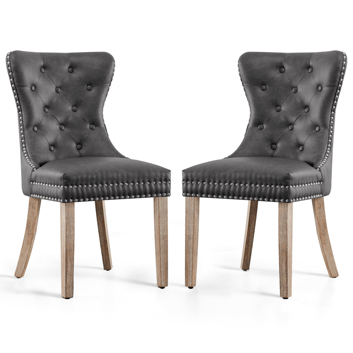Symax Dining Chairs Set Of 2, Leather Parson Dining Room Chairs, High-End Tufted Kitchen Side Chairs For Bedroom, Living Room, G