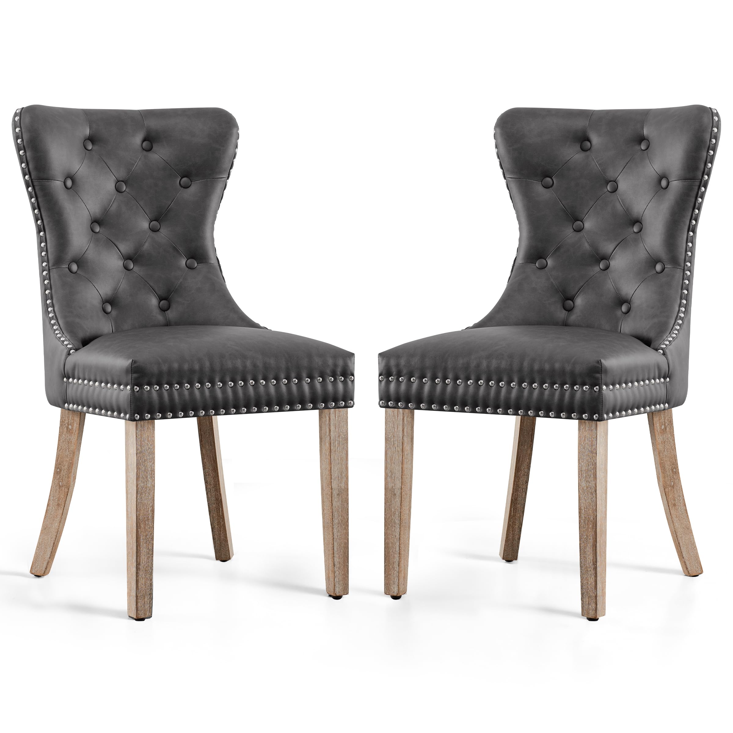 Symax Dining Chairs Set Of 2, Leather Parson Dining Room Chairs, High-End Tufted Kitchen Side Chairs For Bedroom, Living Room, G