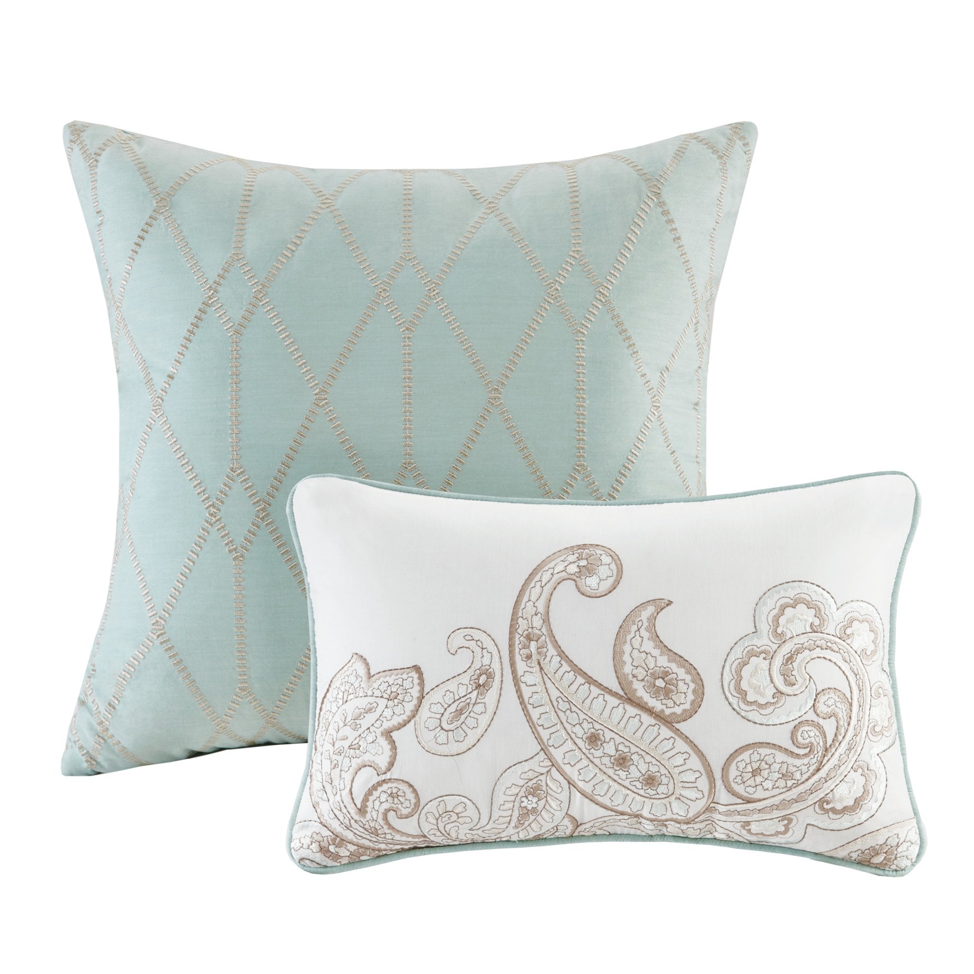 Madison Park Pure Ronan Cotton Comforter Set - Casual Paisley Design, All Season Alternative Down Cozy Bedding, Matching Shams, Decorative Pillows, Blue King/Cal King(104'X92') 5 Piece