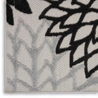 Nourison Aloha Indoor/Outdoor Black White 2'3' X 10' Area Rug, Tropical, Botanical, Easy -Cleaning, Non Shedding, Bed Room, Living Room, Dining Room, Deck, Backyard, Patio (2X10)