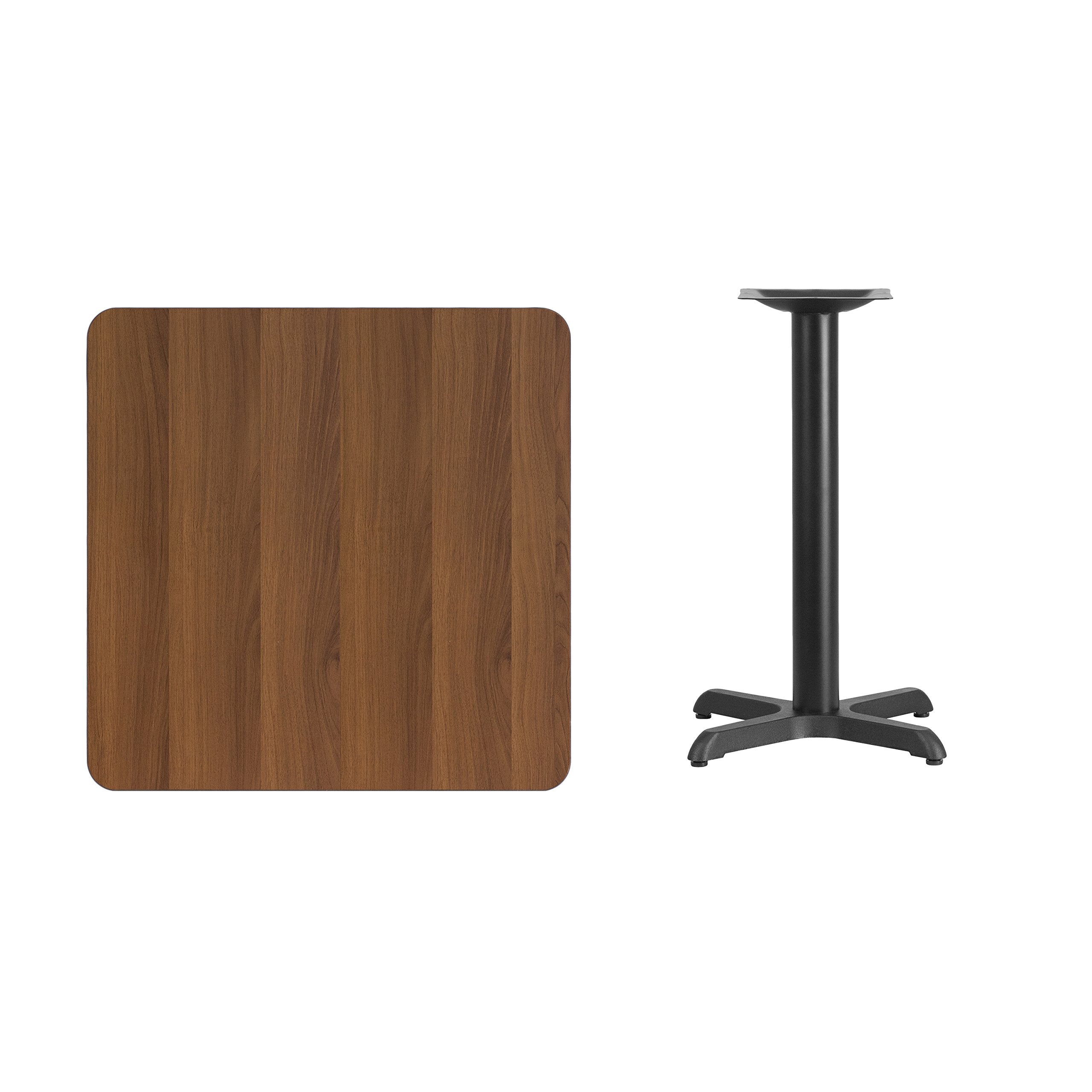 Flash Furniture 30'' Square Walnut Laminate Table Top With 22'' X 22'' Table Height Base
