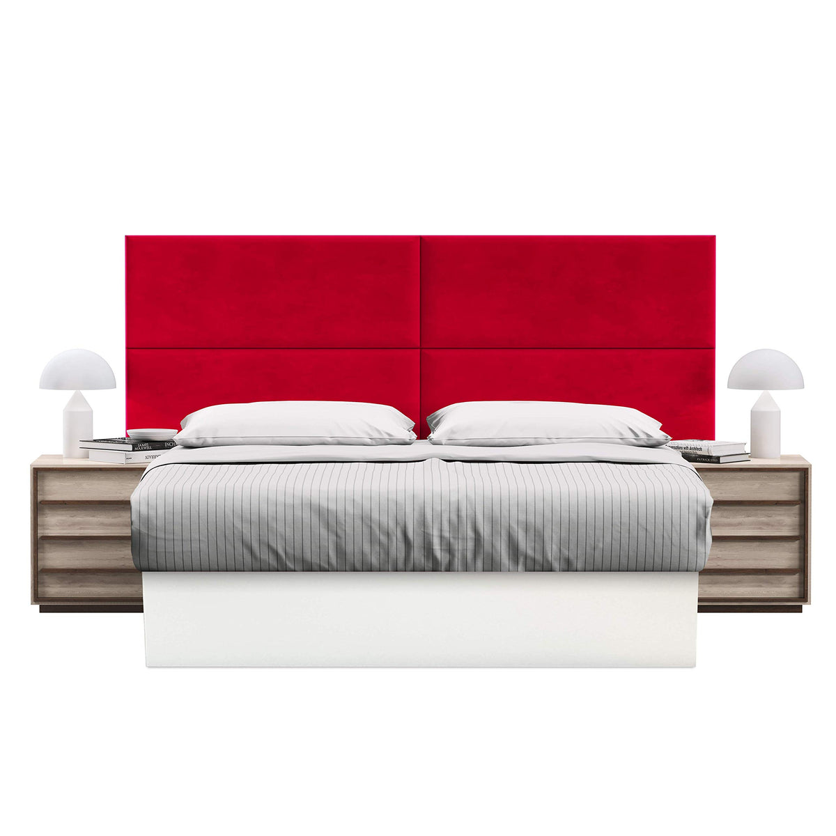 Boyd Sleep Bed/Mattress Frame Accessory: Masterpiece Customizable Wall Panel Headboard Set, Velour, Red, Pack Of 4