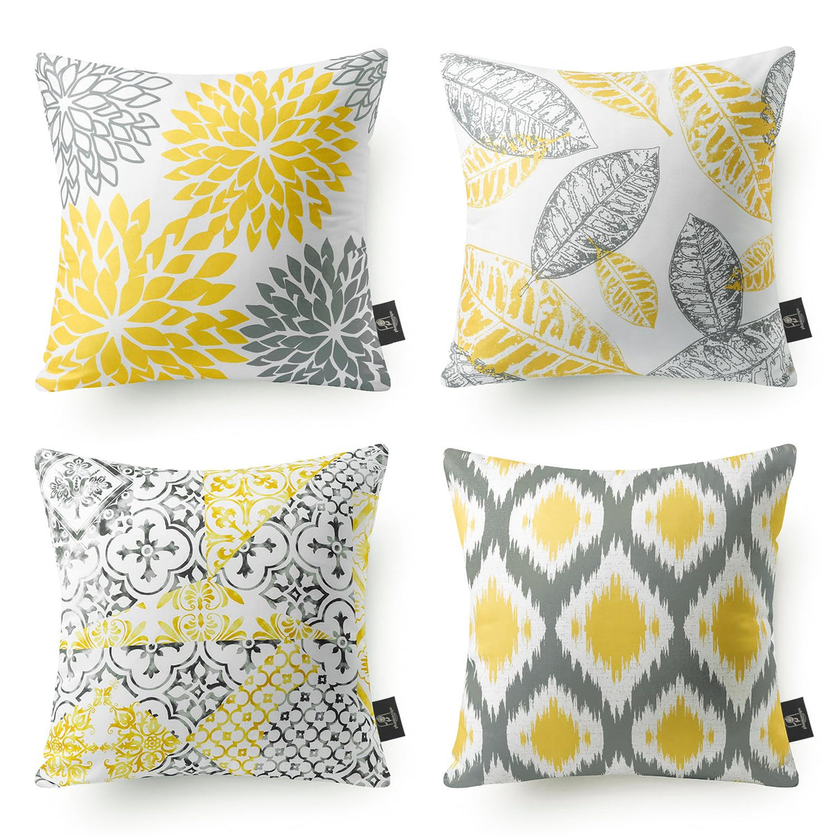 Phantoscope Set Of 4 New Living Series Yellow And Grey Decorative Throw Pillow Case Cushion Cover 20 X 20 Inches 50 X 50 Cm
