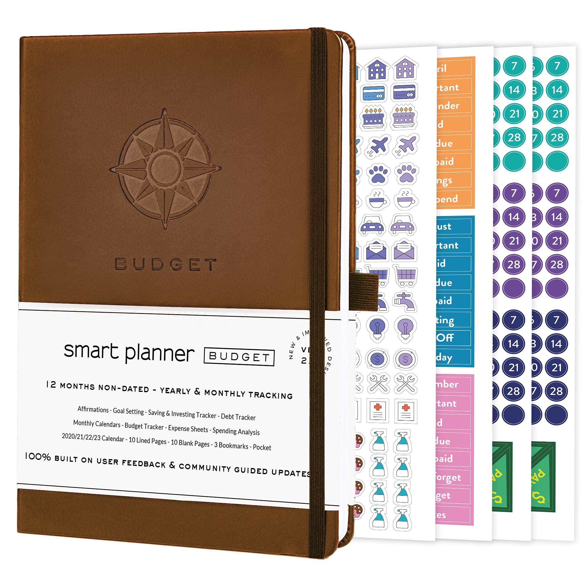 Smart Planner Budget Book - A5 Size 8.6 X 5.7 Inches - Undated Budget Planner Organizer With Calendars, Debt Tracker, Expense Sh