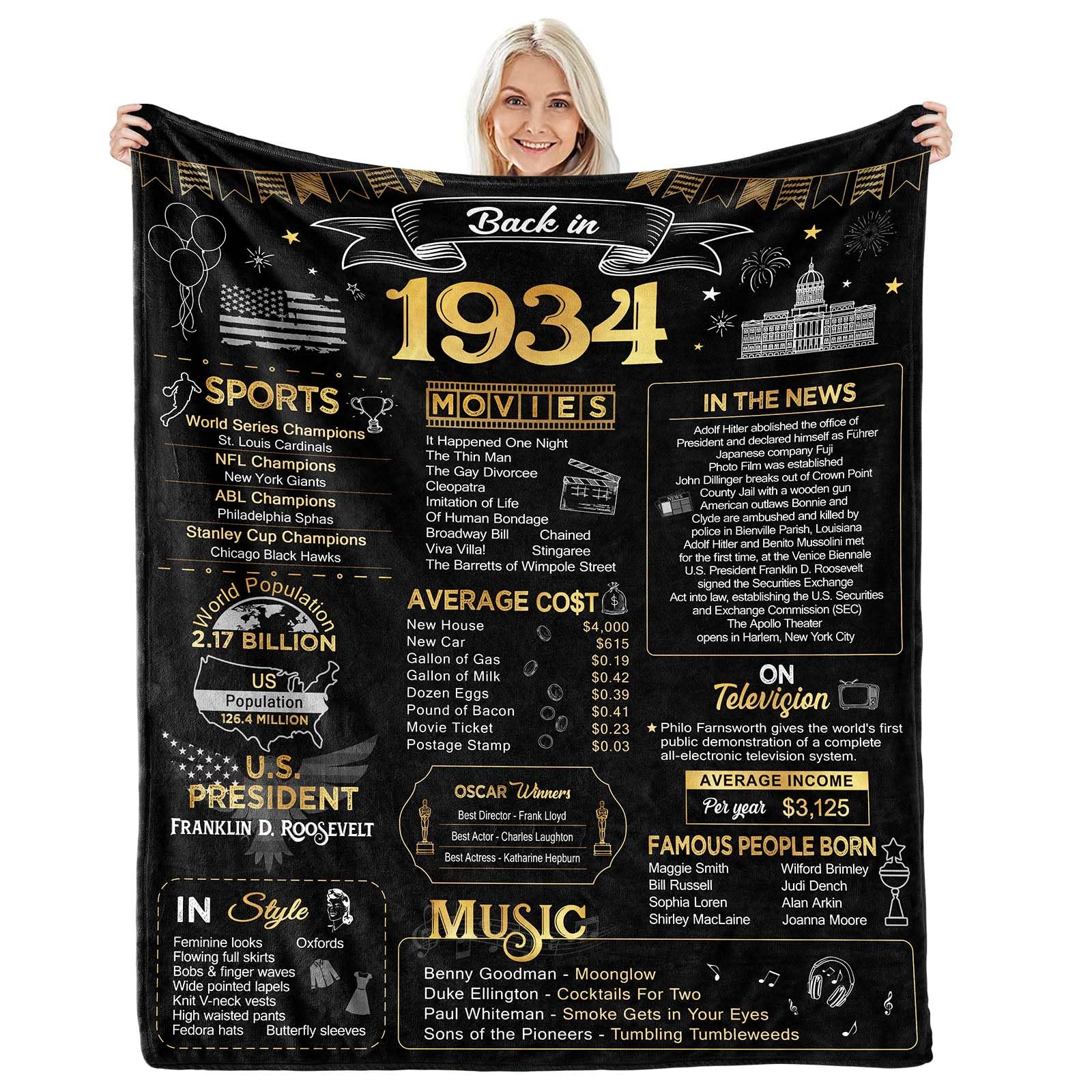 Aisdfhsa 90Th Birthday Gifts For Women Men - Back In 1934-90 Year Old Birthday Gifts For Men 90Th Birthday Ideas 90Th Birthday D
