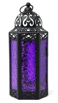 VELA LANTERNS Purple Gothic Moroccan Candle Lantern Decorative Candle Holder Lamp for Table or Hanging, Ramadan Decorations, Ind