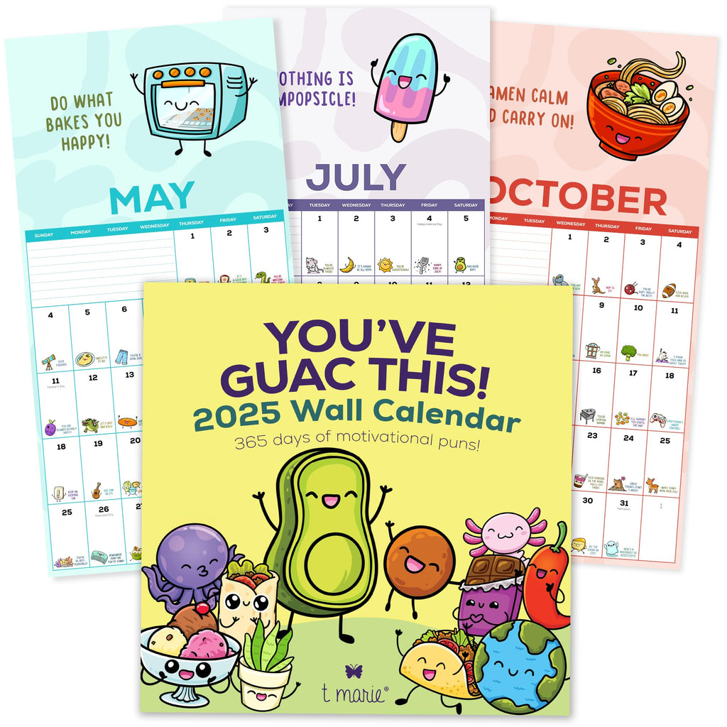 T Marie Punny Wall Calendar - Monthly 12    X 12    Motivational Calendar With 365 Days Of Cartoons And Encouraging Puns - Extra