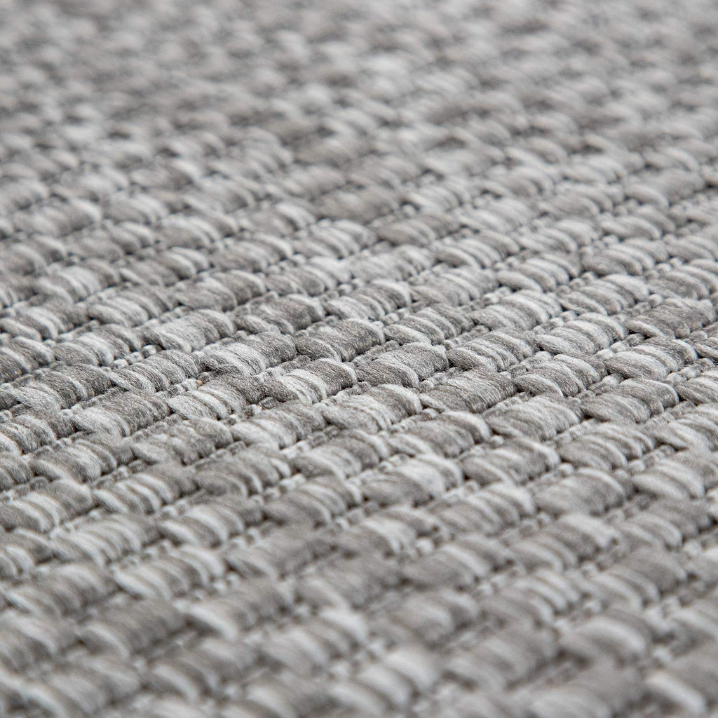 Solid Outdoor Rug For Patio Or Balcony Weatherproof In Mottled Grey, Size: 6'7' Round