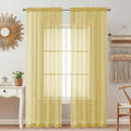 Ovzme 2 Pack: Basic Mustard Yellow Sheer Curtain 84 Inches Long For Bedroom, Airy Light Filtering Voile Drapes For Living Room,