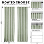 Sage Green Curtains For Living Room 108 Inches Long 2 Panels Light Green Farmhouse Linen Drapes Semi Transparent Extra Long Shee