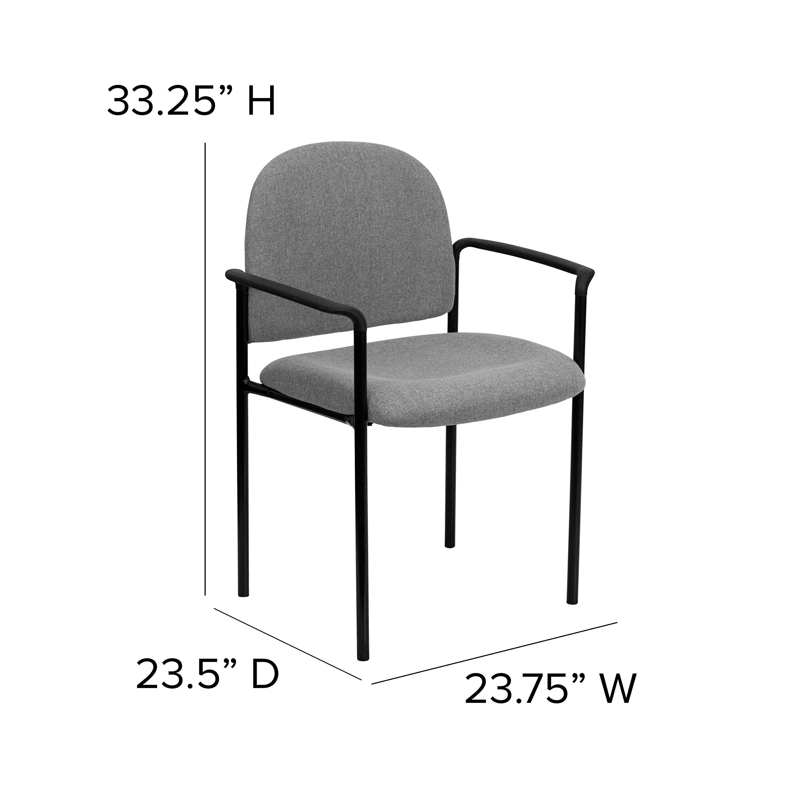 Flash Furniture Tiffany Comfort Gray Fabric Stackable Steel Side Reception Chair with Arms