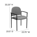 Flash Furniture Tiffany Comfort Gray Fabric Stackable Steel Side Reception Chair with Arms