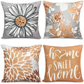 Rysmiyou Decorative Throw Pillow Covers Set Of 4 Coffee Pillow Covers 22X22 Inch Fall Throw Pillow Cover Linen Square Pillowcase