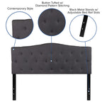 Flash Furniture Cambridge Tufted Upholstered Headboard For Queen Size Bed, Contemporary Fabric Tufted Headboard With Adjustable Height, Dark Gray
