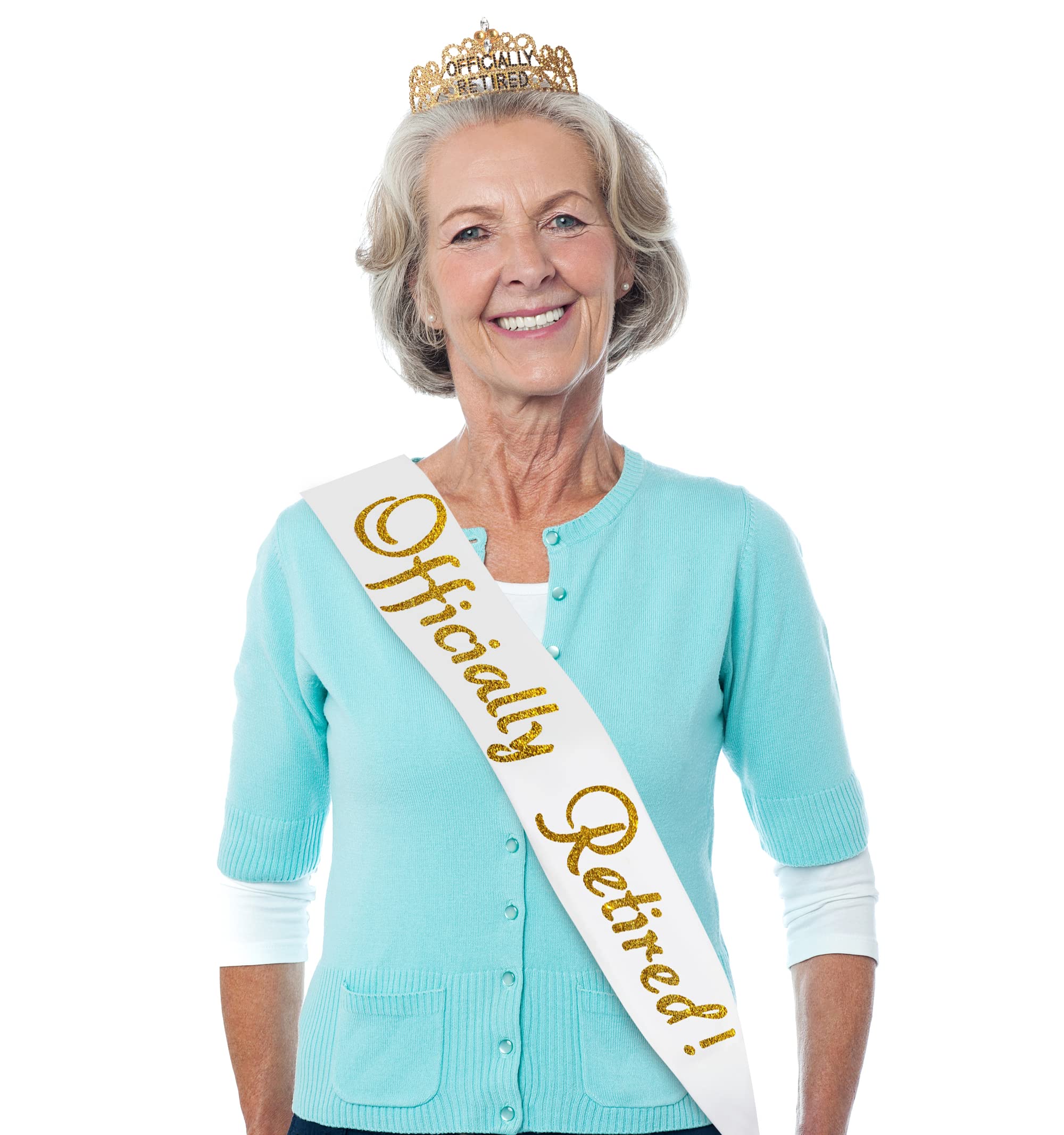 Officially Retired Celebration Sash - Elegant Retirement Sash For Women And Men With Oversized Safety Pin. Perfect For Retiremen
