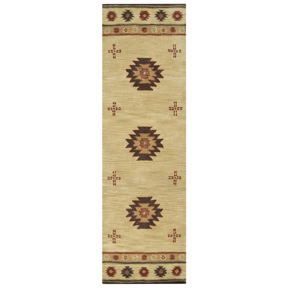 Rizzy Home Alora Decor Ryder 2'6&quot; X 8' Tribal Khaki/Brown/Burgundy/Sage Hand-Tufted Rug