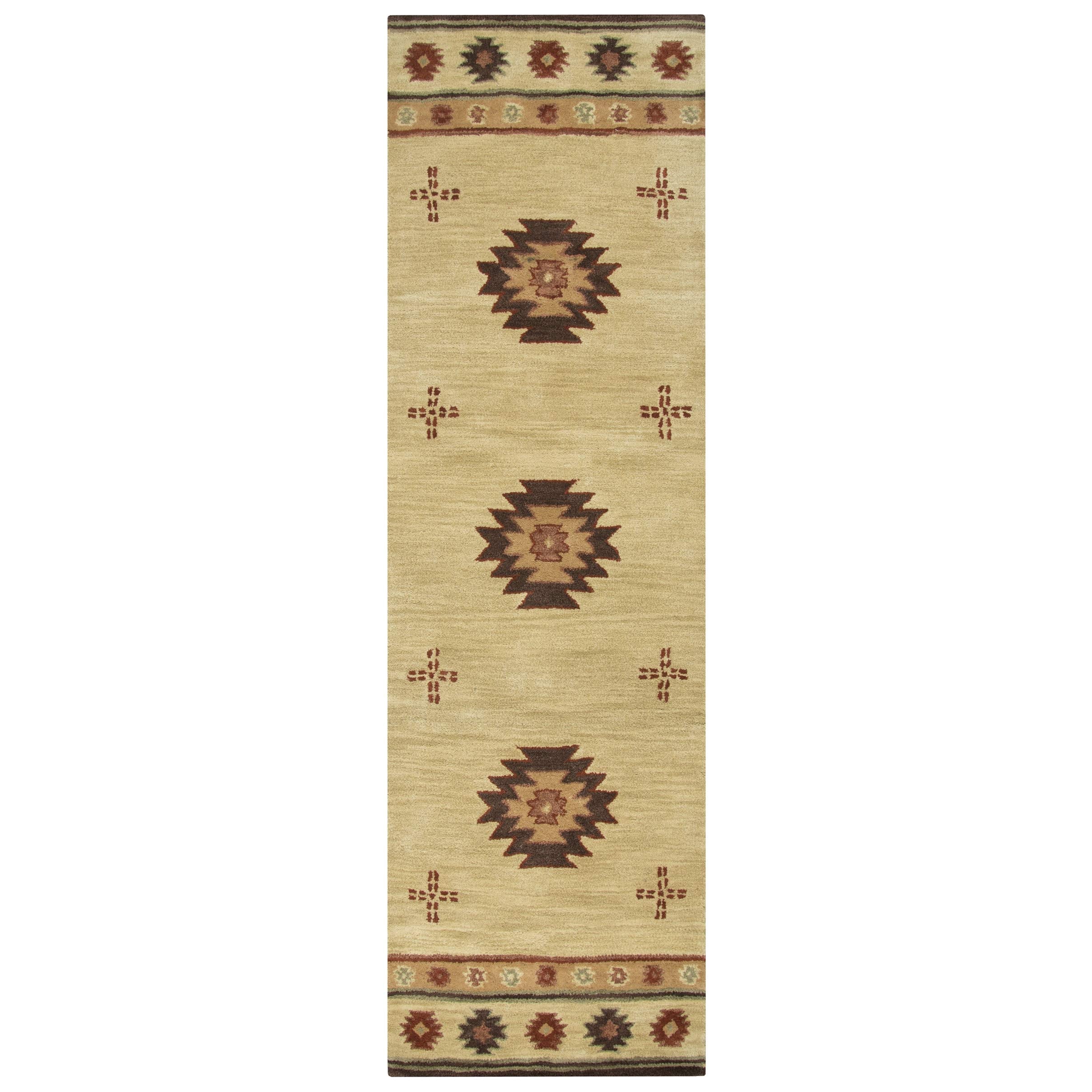 Rizzy Home Alora Decor Ryder 2'6" X 8' Tribal Khaki/Brown/Burgundy/Sage Hand-Tufted Rug