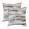 Romandeco Jacquard Chenille Striped Decorative Throw Pillow Covers For Couch Set Of 2, 18X18 Inches, Brown
