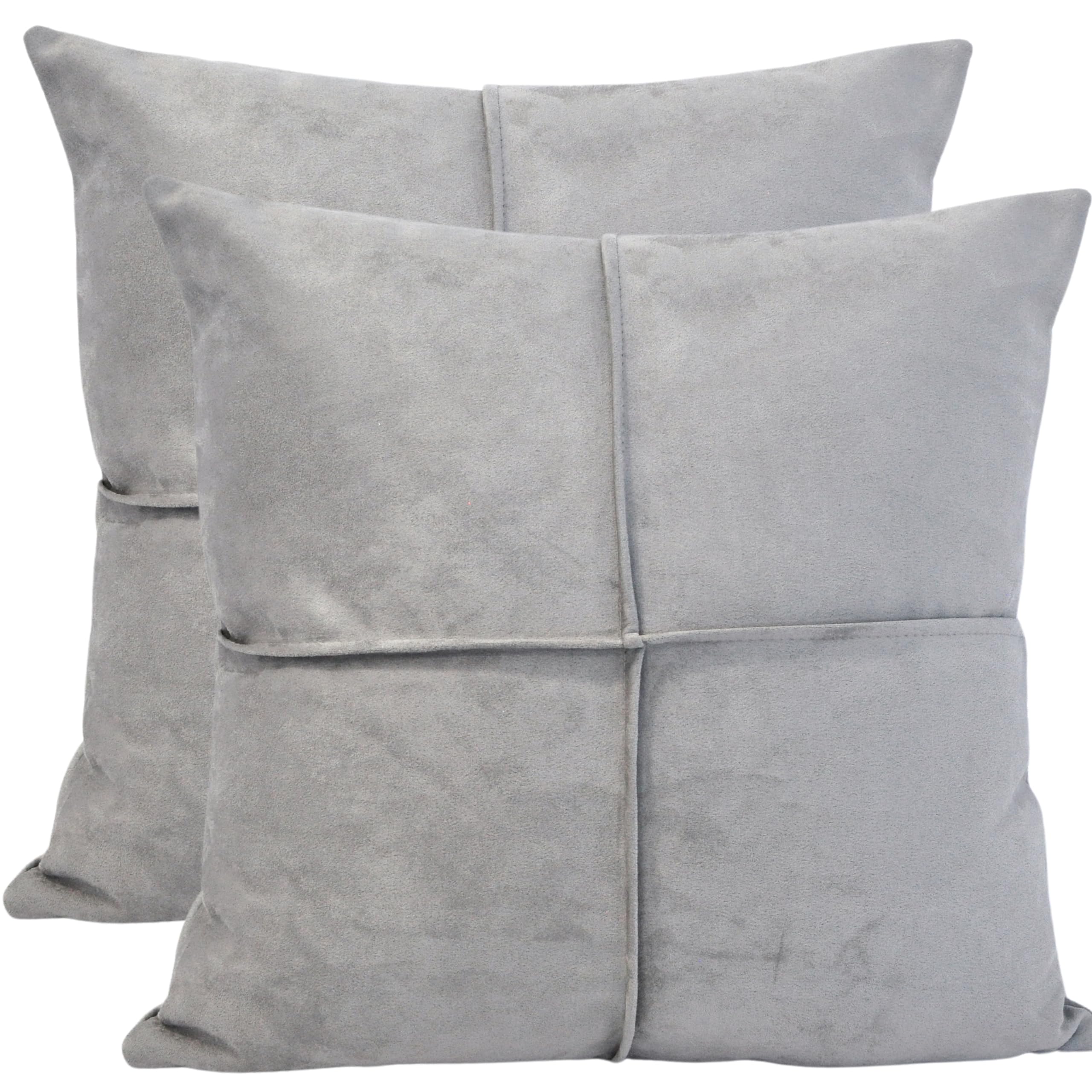 20X20 Light Grey Throw Pillow Covers Set Of 2 Faux Suede Soft Leather Like Decorative Square Pillowcases For Couch Sofa Couch Ch