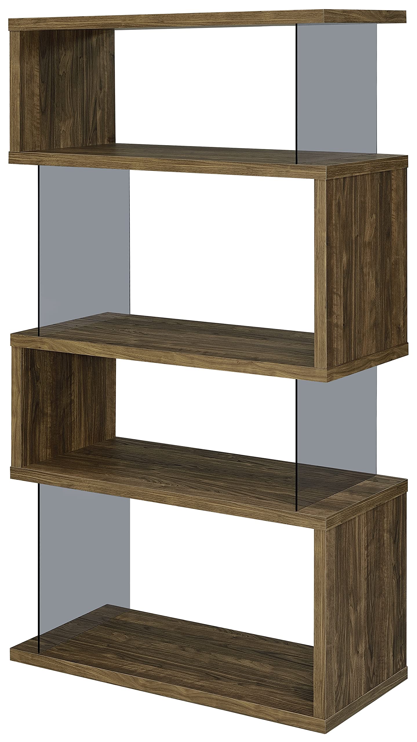 Coaster Home Furnishings Emelle 4-Shelf Bookcase with Glass Panels Aged Walnut
