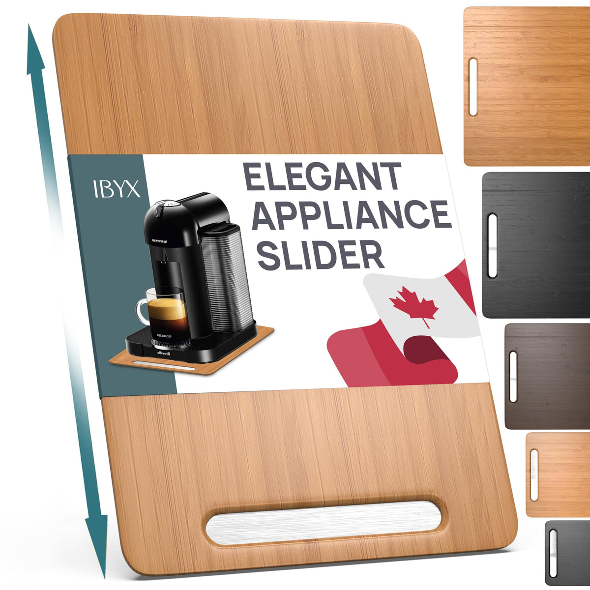 Ibyx Elegant Sliding Tray For Your Coffee Maker & Heavy Kitchen Appliances - Sturdy, Slides Easily From Under The Cabinet (Natur