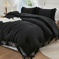 Andency Black Comforter Set California King, 3 Pieces Boho Tassel Lightweight Soft Bedding Comforter Sets For King Bed, All Seas