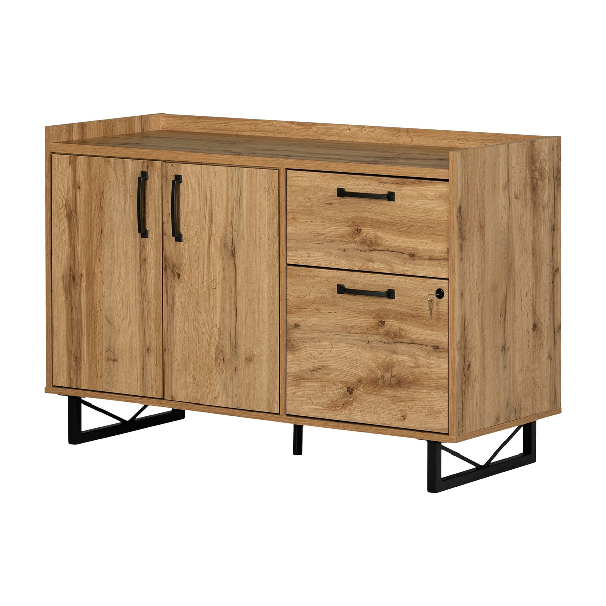 South Shore Finneas 2-Drawer Credenza with Doors, Nordik Oak