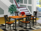 East West Furniture NIPL5-BCH-W 5 Piece Dining Room Table Set Includes a Rectangle Kitchen Table with Butterfly Leaf and 4 Dining Chairs, 36x66 Inch, Black & Cherry